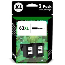 2PK 63XL Black Ink Cartridge For HP Envy 4520 4520 Officejet 5220 5258 4650 3830