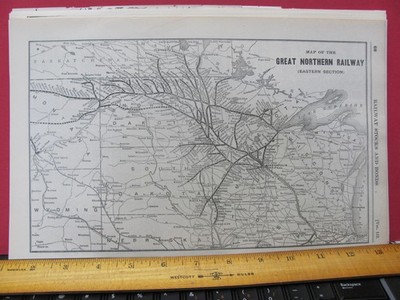 GREAT NORTHERN RAILROAD MAI 1921 SYSTEM MAP - EAST SECTION ROUTEN