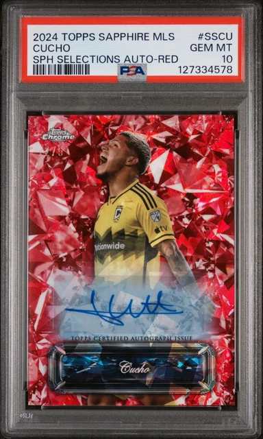 2024 Topps MLS Chrome Cucho Hernandez Sapphire Selections Auto Red /5 PSA 10