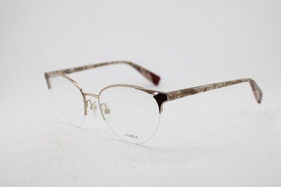 NEW FURLA VFU361 COL.08MD VIOLET GOLD BURGUNDY MARBLE AUTHENTIC EYEGLASSES 53-18