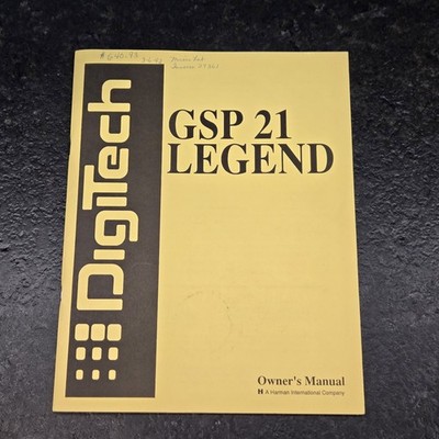 MANUAL ONLY Digitech GSP 21 Legend Guitar Signal Processor 1992 DOD Electronics