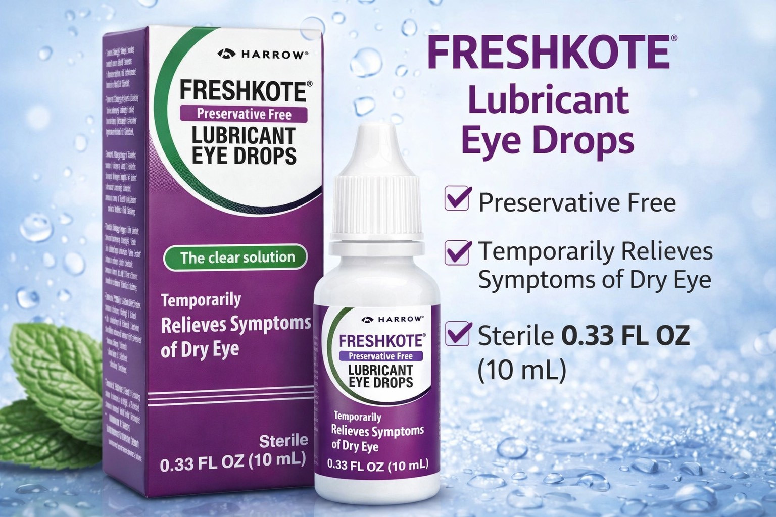 FreshKote Lubricant Eye Drops Preservative Free 0.33oz 10mL Dry Eye exp 05/2027