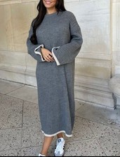 Womens Ladies Stitched Knitted Winter Longline Oversized Baggy Jumper Maxi Dress