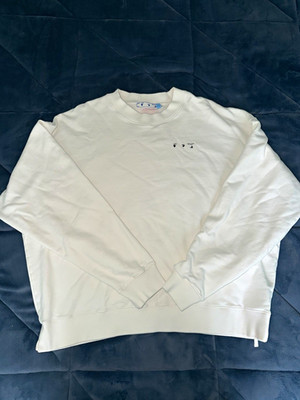 Off-White Men's White Graphic Logo Crewneck Pullover Sweatshirt 2XL Long Sleeve