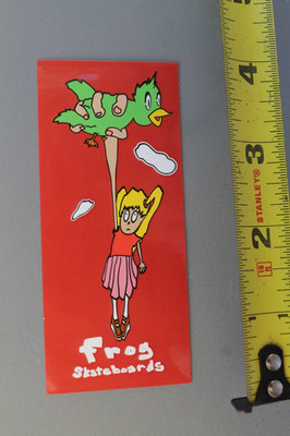 Frog Skateboards Cartoon Flying Bird Girl Red Z6 Vintage Skateboarding STICKER