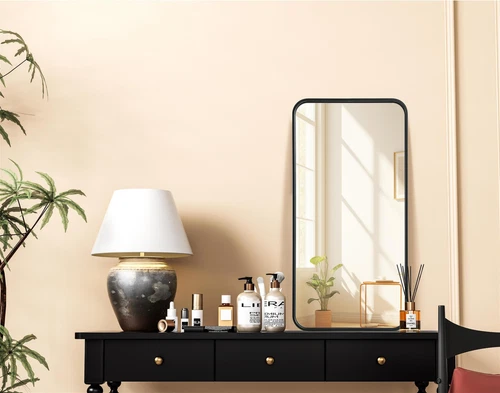 Elegant Decor Contour Metal Rectangle Mirror 18X36" Black - Picture 2 of 11