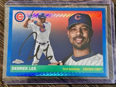 2025 Topps Chrome Platinum Derrek Lee Blue Prism Refractor #424 Cubs