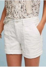 Anthropologie The Wanderer White Boho Embroidered Cargo Textured Shorts 32P