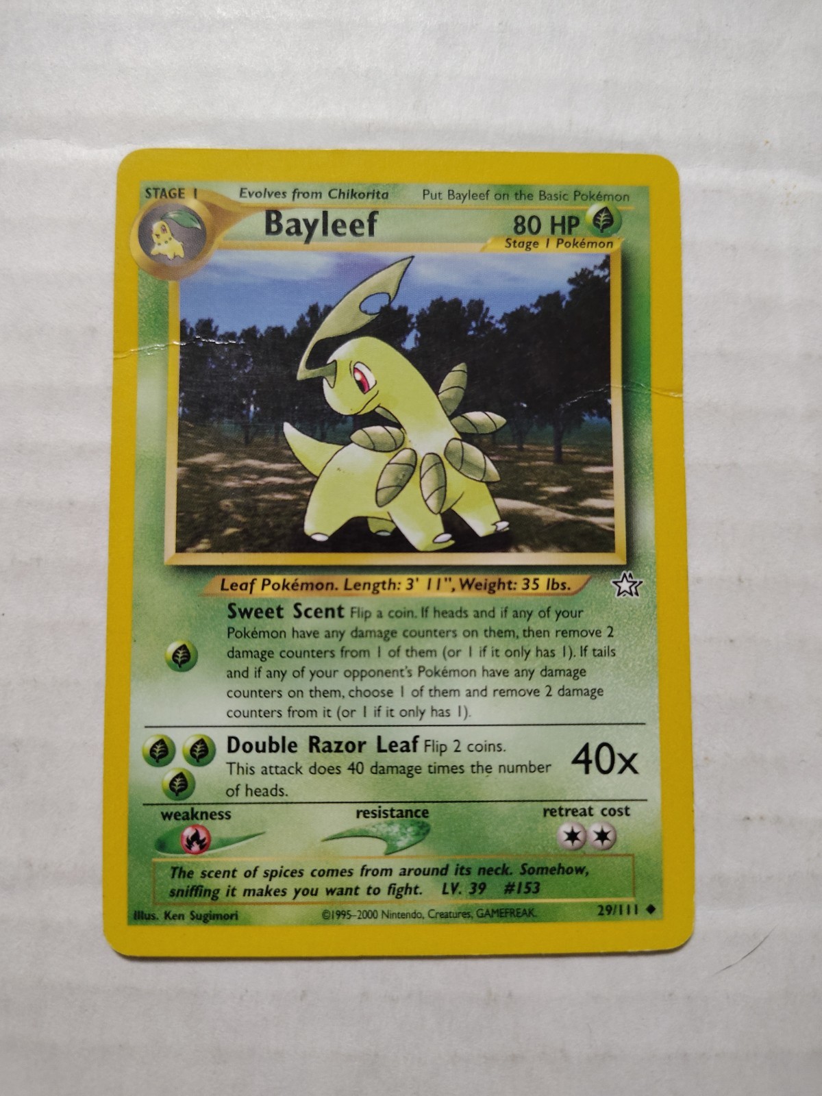 ( Heavy Play ) Bayleef 29/111 Uncommon Neo Genesis Pokemon 
