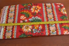 17" Long, Bright Floral Striped on Red Cotton, Moda/Le Petit Poulet/Japan,M8855
