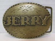 Vintage 1981 "JERRY" Brass Belt Buckle - Spec-Cast Denver CO - Made in U.S.A.