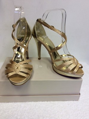 MONSOON GOLD SATIN STRAPPY HEEL SANDALS SIZE 6/39 UK