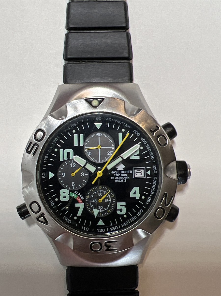 CHASE DURER TOP GUN BLACKHAWK MACH 3 alarm Chronograph 20 Atm
