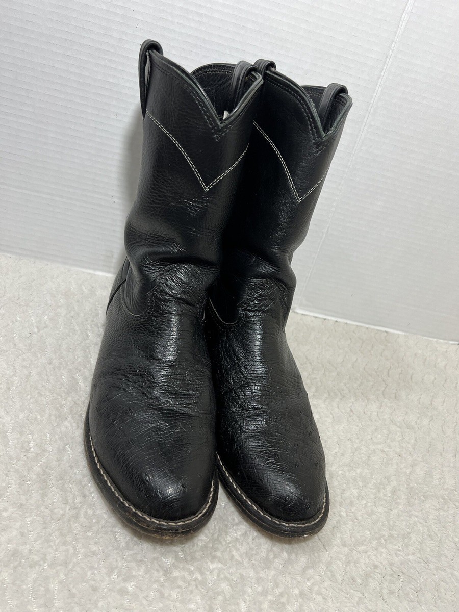 Vintage 8D Larry Mahan Black Leather Western Boots with White Stitching One incredible pair of Larry Mahan tall shaft cowboy boots  main image 4