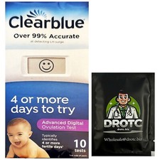 New Clearblue Advanced Digital Ovulation Test 10 Count - Bonus Dr OTC Wipe