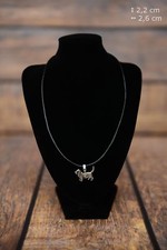 Basset Hound - silver covered necklace with dog on strap, Art Dog USA