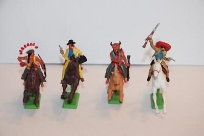 1971 Britians Deetail Cowboy & Indians on Horses Lot of 4