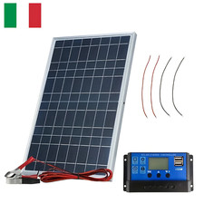 Kit Pannello Solare Portatile 10W Fotovoltaico + Caricabatterie 100A Regolatore