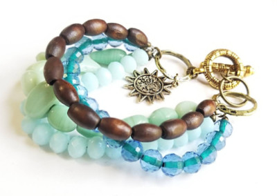 Green And Blue Statement Bracelet - Beach Blue And Green Bracelet - Handmade