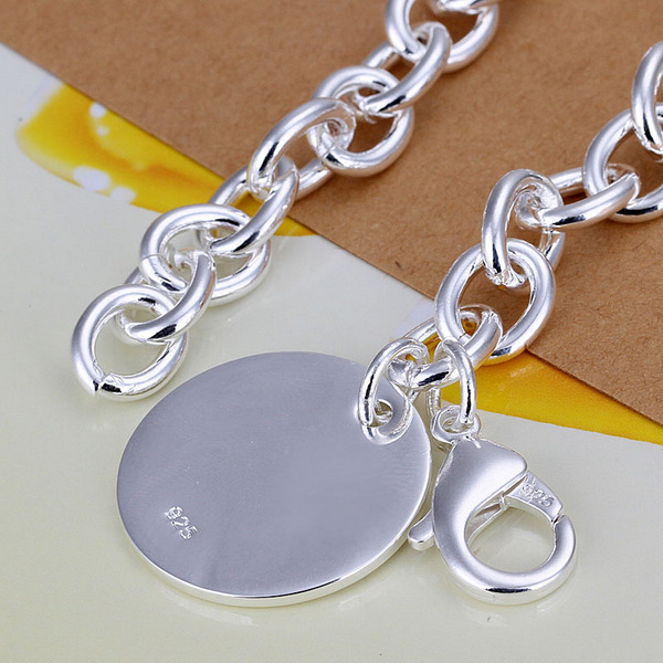 2PCS 925Sterling Silver Circle Pendant Women Fashion Chains