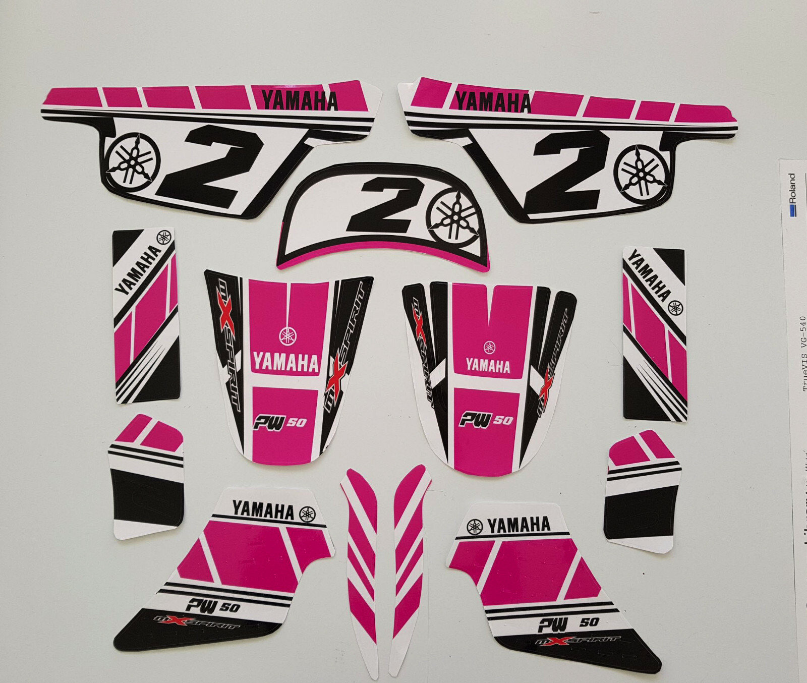 Kit déco Girly pour PW50 : autocollants roses pour mini moto cross Yamaha