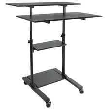 Mount-It! Wide Mobile Stand Up Desk | Rolling Workstation | Black