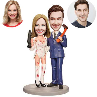 Based on Your Photo Halloween Gifts Horrible Couple Custom Bobblehead Figurine