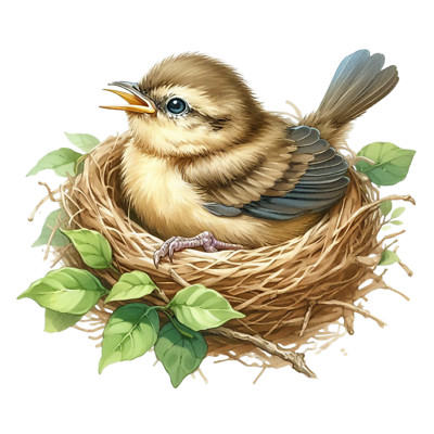 XXL 30X30 Autoaufkleber Aquarell Vogel Nest Aufkleber