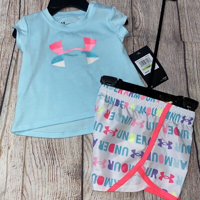 Under Armour 3-6 or 6-9 Months Blue Wordmark Outfit Set NEW
