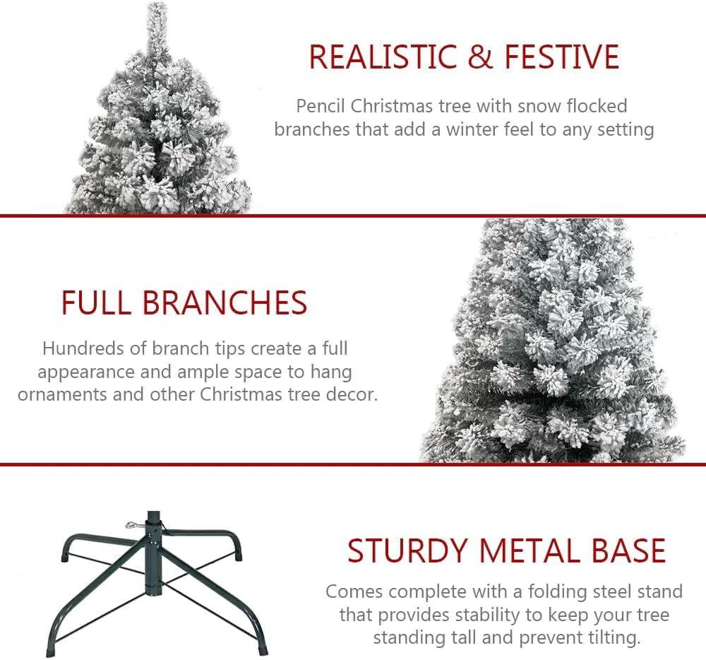 6FT, 7FT, 8FT Snow Flocked Artificial Christmas Tree eBay