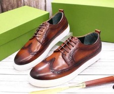 Scarpe da uomo Fashon British punta tonda stringate in pelle scarpe retrò party brogue 