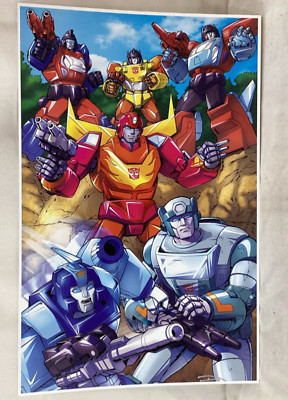 G1 Transformers Autobot TargetMasters Team Poster 11x17 Picture Hotrod Kup Blurr