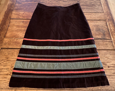 VTG Y2K VELVET SKIRT STRIPES Brown Green Boho Retro Hippie Fairy Pixie CUTE! 4