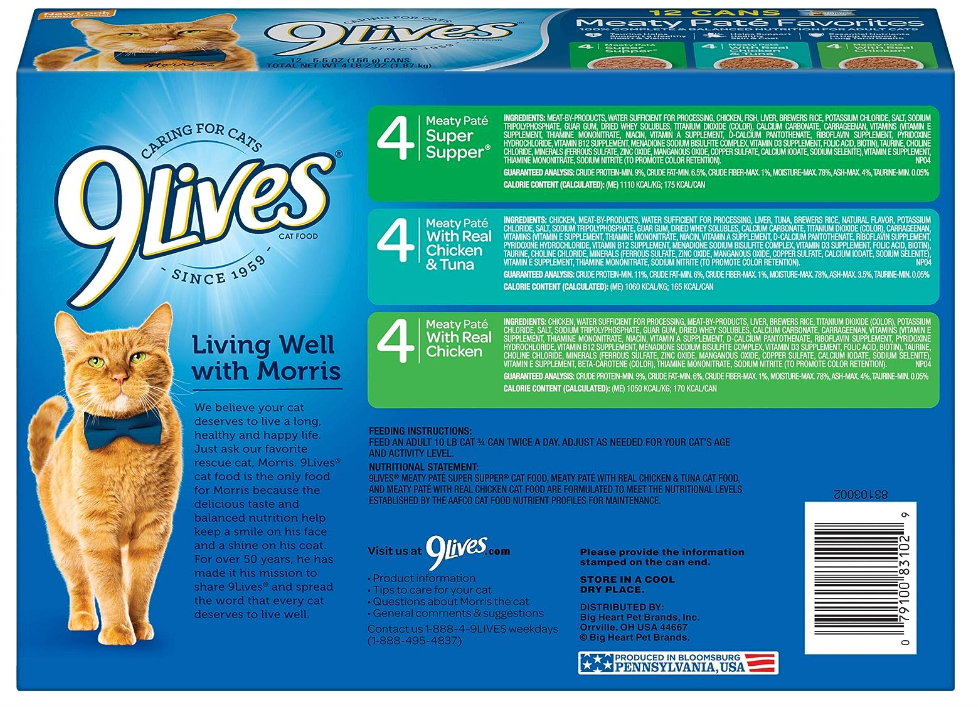 9Lives Paté Favorites Wet Cat Food Variety Pack, Ounce (Pack
