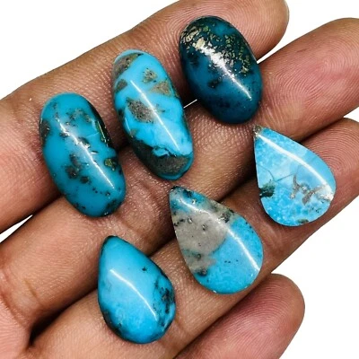 6 Stück Natürlich Türkis 17.5-22mm Top Qualität Lose Cabochon Unbehandelt - Bild 1 von 4