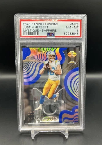 2020 Panini Illusions Mystique Sapphire Justin Herbert Rookie RC PSA 8