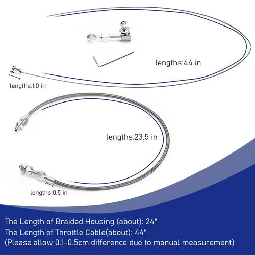 24" Hi Tech Universal Throttle Cable Kit Braided Stainless Steel with Aluminum - Bild 2 von 6