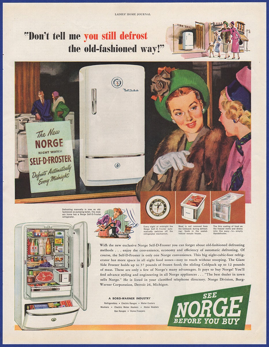 Vintage 1948 NORGE Refrigerator Freezer Kitchen Appliance Ephemera