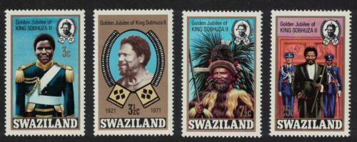 Swasiland Goldenes Jubiläum von König Sobhuza II. Beitritt 4v 1971 postfrisch SG #188-191 - Bild 1 von 1