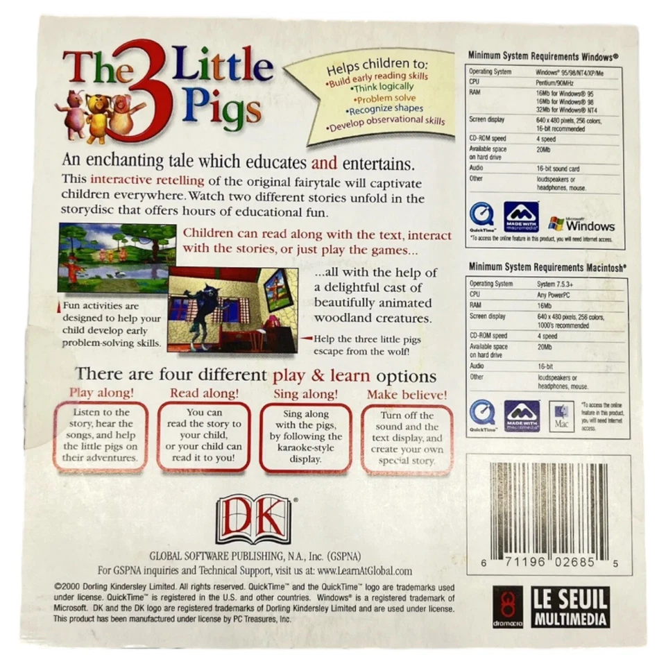 The 3 Little Pigs Interactive Storybook by DK 2000 Windows/Mac - Image 3 of 3