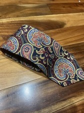 Vintage Burberry Of London Silk Blue/Gold Paisley Tie, Classic Neck Tie