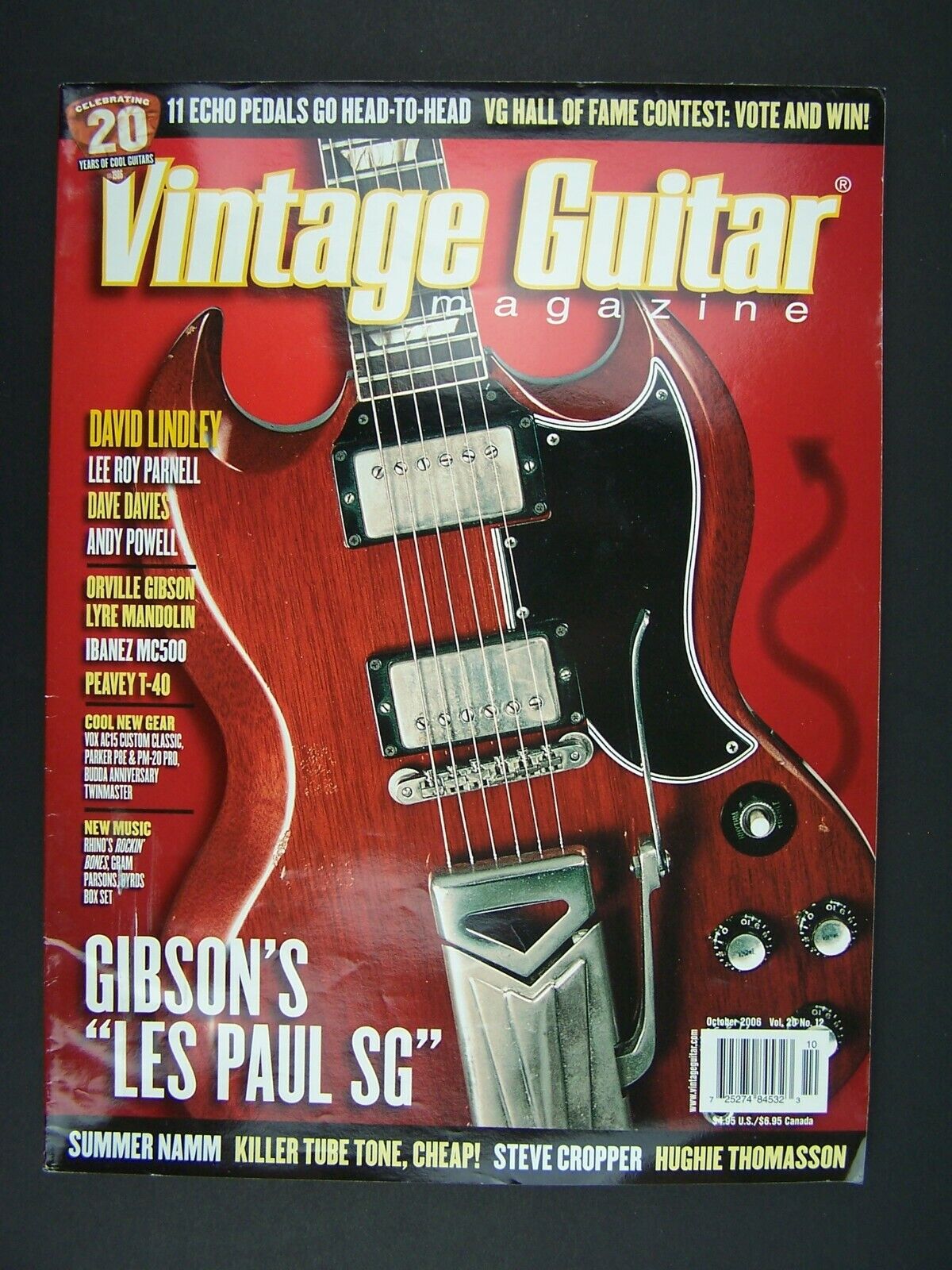 lame Pidgin heroine Vintage Guitar Magazine October 2006 Gibson&#039;s Les Paul SG Cover | eBay