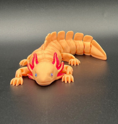 3D Printed Flexi Axolotl   10.5'' Articulated PLA Aquatic Animal Toy Figure