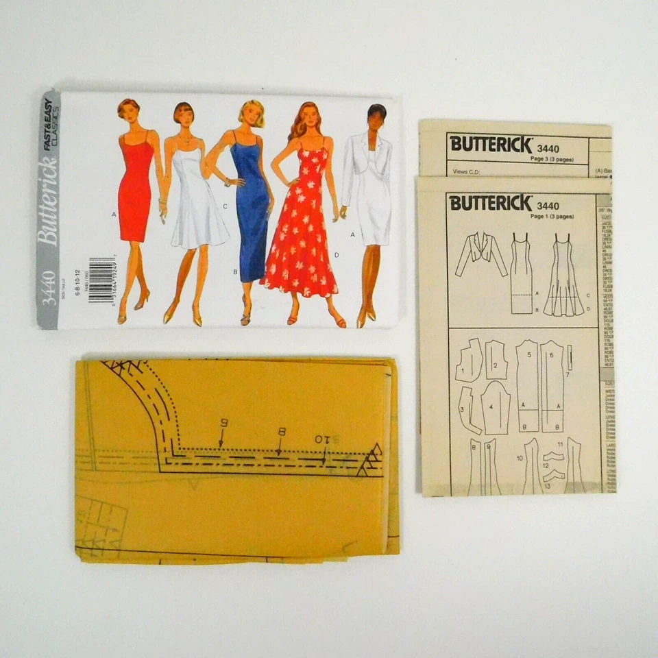 Butterick 3440 Misses Jacket Dress Pattern Sz 6-12 Uncut Shawl Collar Spagetti - Image 2 of 4