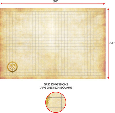 RPG Grid Matte - Tabletop DND-Karte (24 x 36 Zoll) Rollenspiel trocken abwischbare Dnd Matte Com