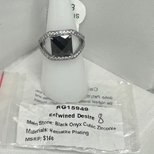 Ring Bomb Party RG15949 Entwined Desire Hematite Black Onyx Ring 8