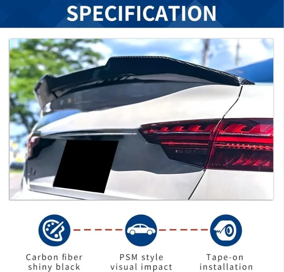 Alerón maletero fibra carbono compatible estilo PSM (2017-2024) modelo Audi A4 S4 B9 Foto 3 de 4