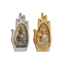 Figura Decorativa DKD Home Decor Gris Dorado Buda Resina [10 x 7,2 x 20,9 cm]