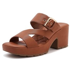 Women PU Platform Chunky Heel Square Open Toe Mules Sandals Fashion Block...