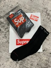 Supreme x Hanes Crew Socks Black Size 6-12 Unisex Streetwear 4 Pair Brand New